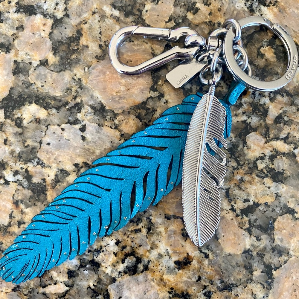 Leather authentic Coach feather charm